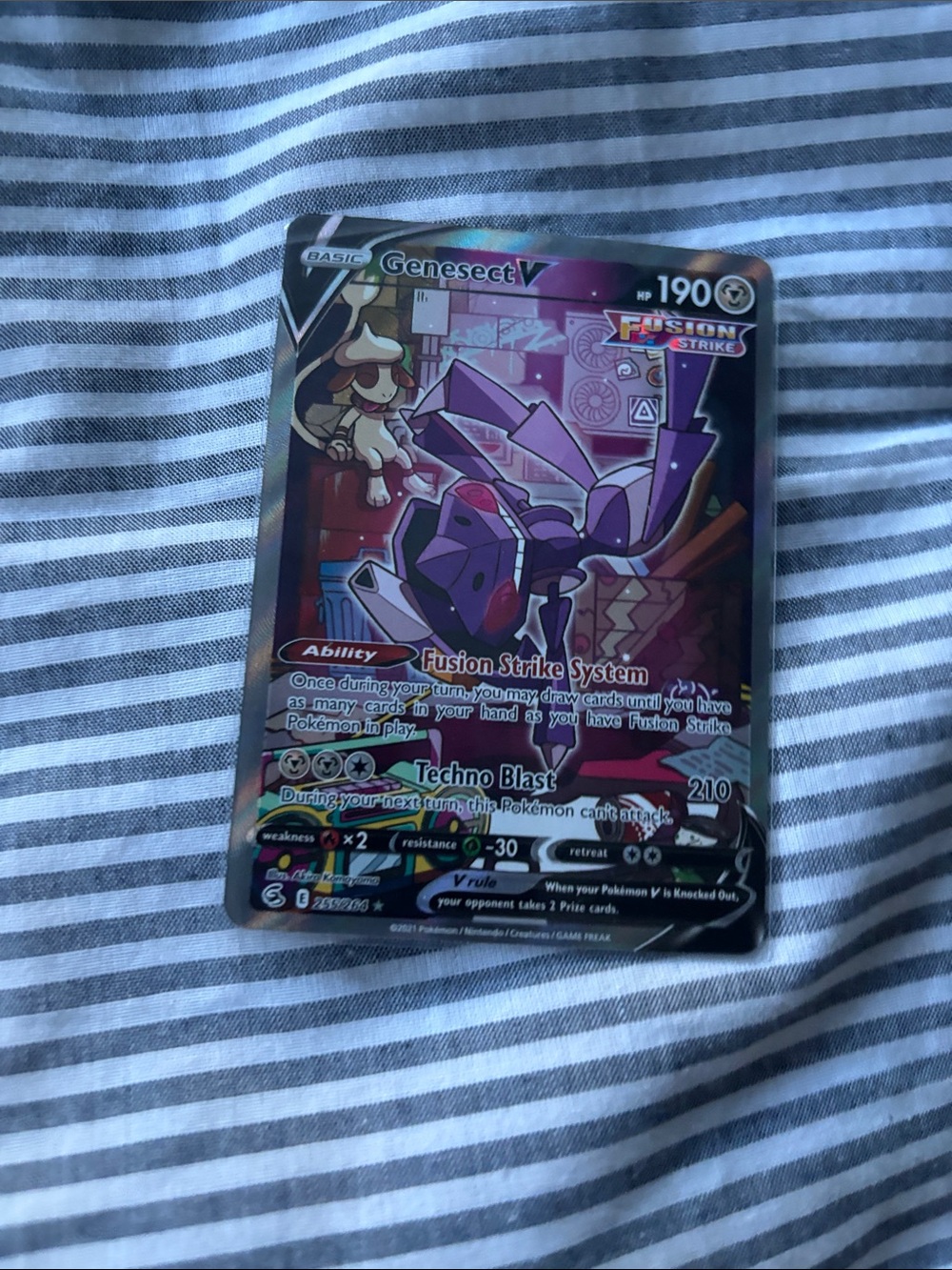 Pokemon Genescet V Holo Card - Purple, Pink, Black
